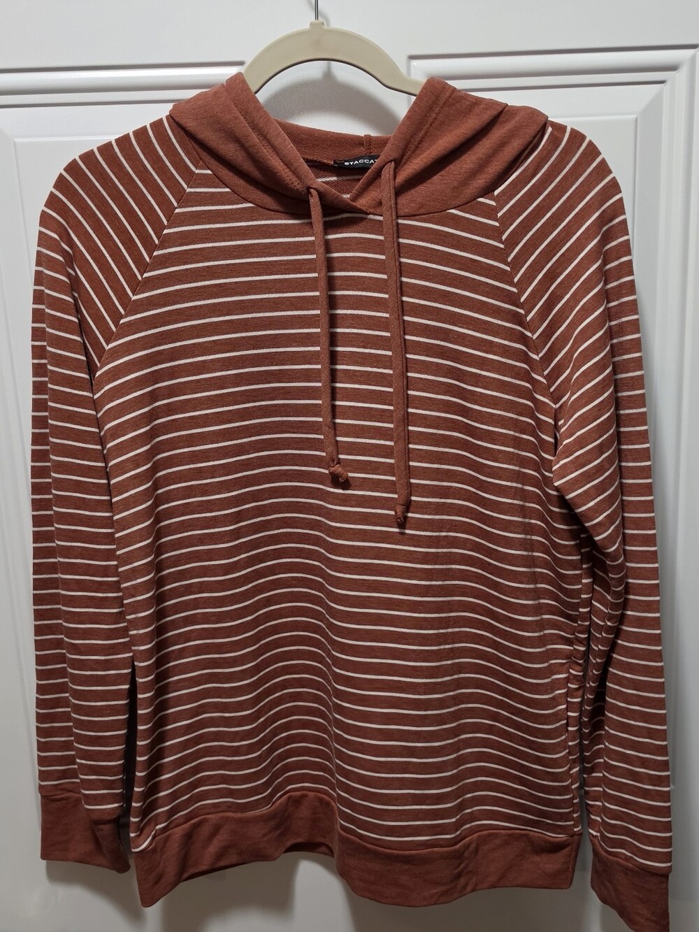 Staccato Rust and White Striped Hoodie Sweatshirt